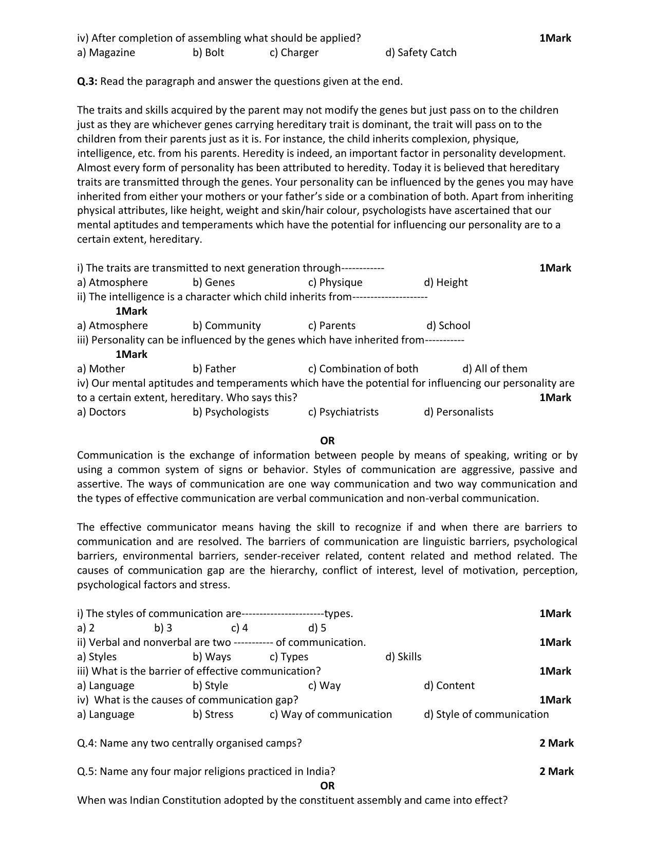 CBSE Class 10 NCC Sample Papers 2023 - Page 3