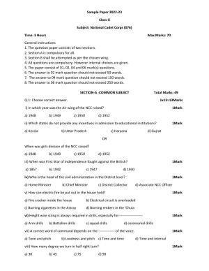 CBSE Class 10 NCC Sample Papers 2023
