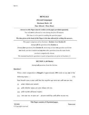 ICSE Class 10 BENGALI 2023 Question Paper