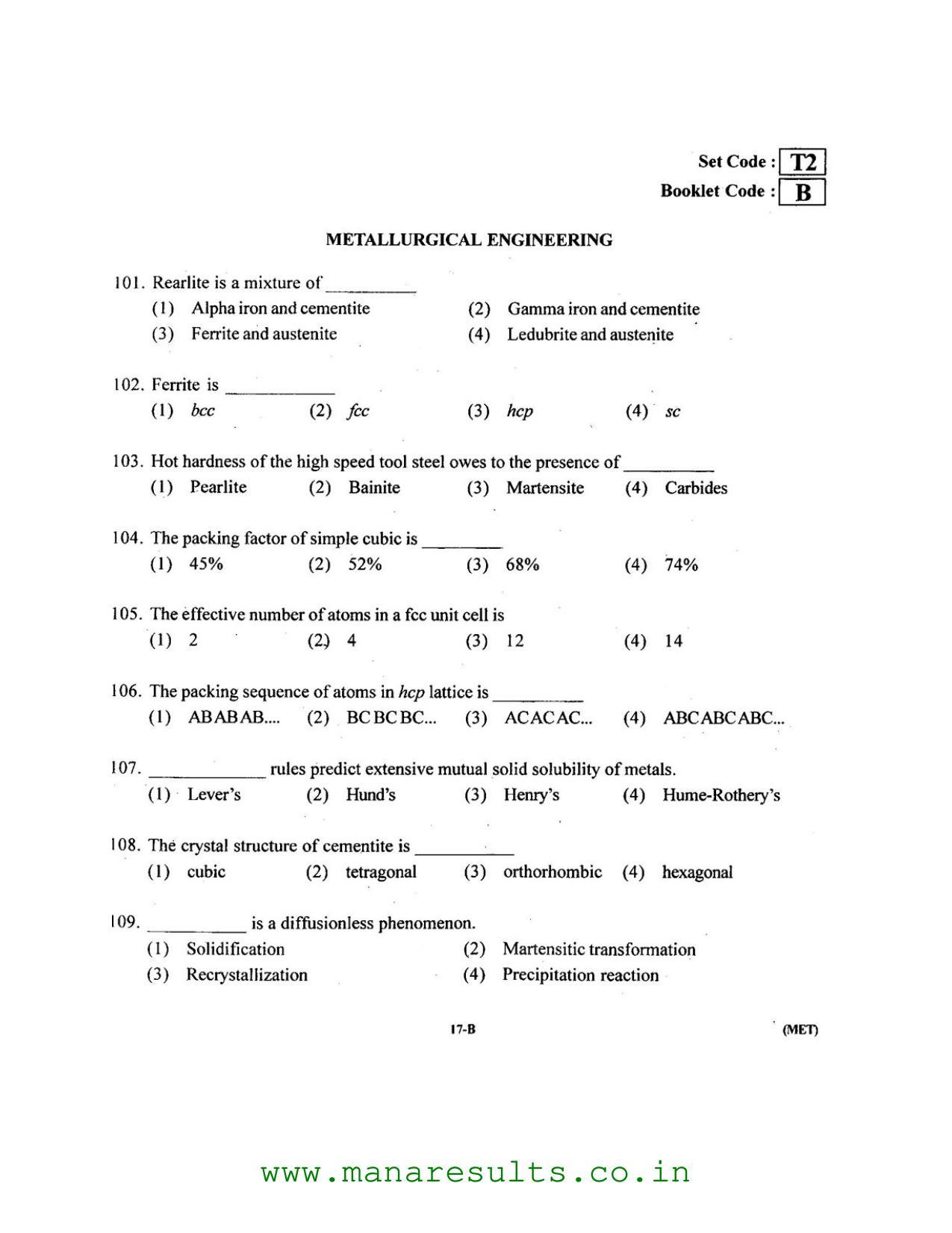 AP ECET 2016 Metallurgical Engineering Old Previous Question Papers - Page 16