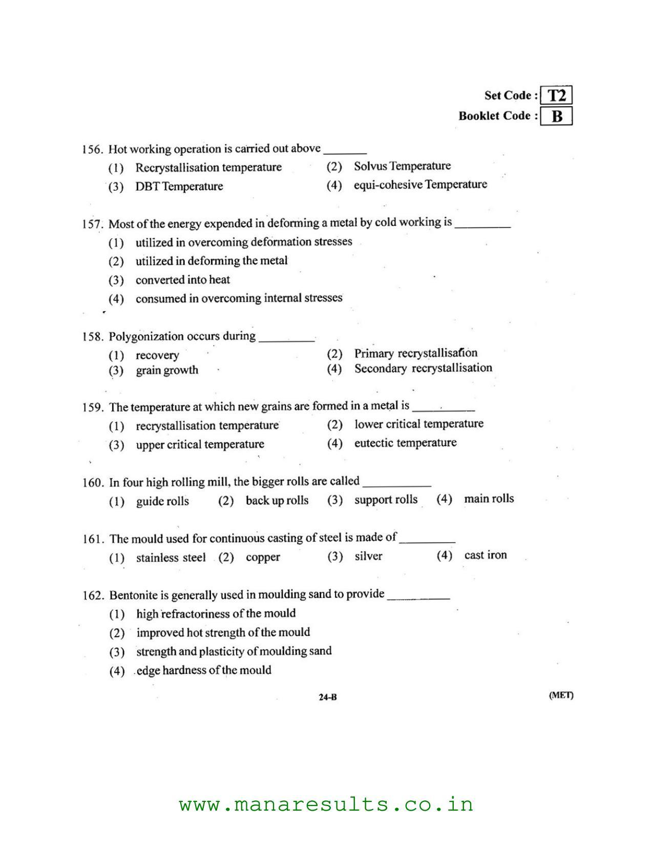 AP ECET 2016 Metallurgical Engineering Old Previous Question Papers - Page 23