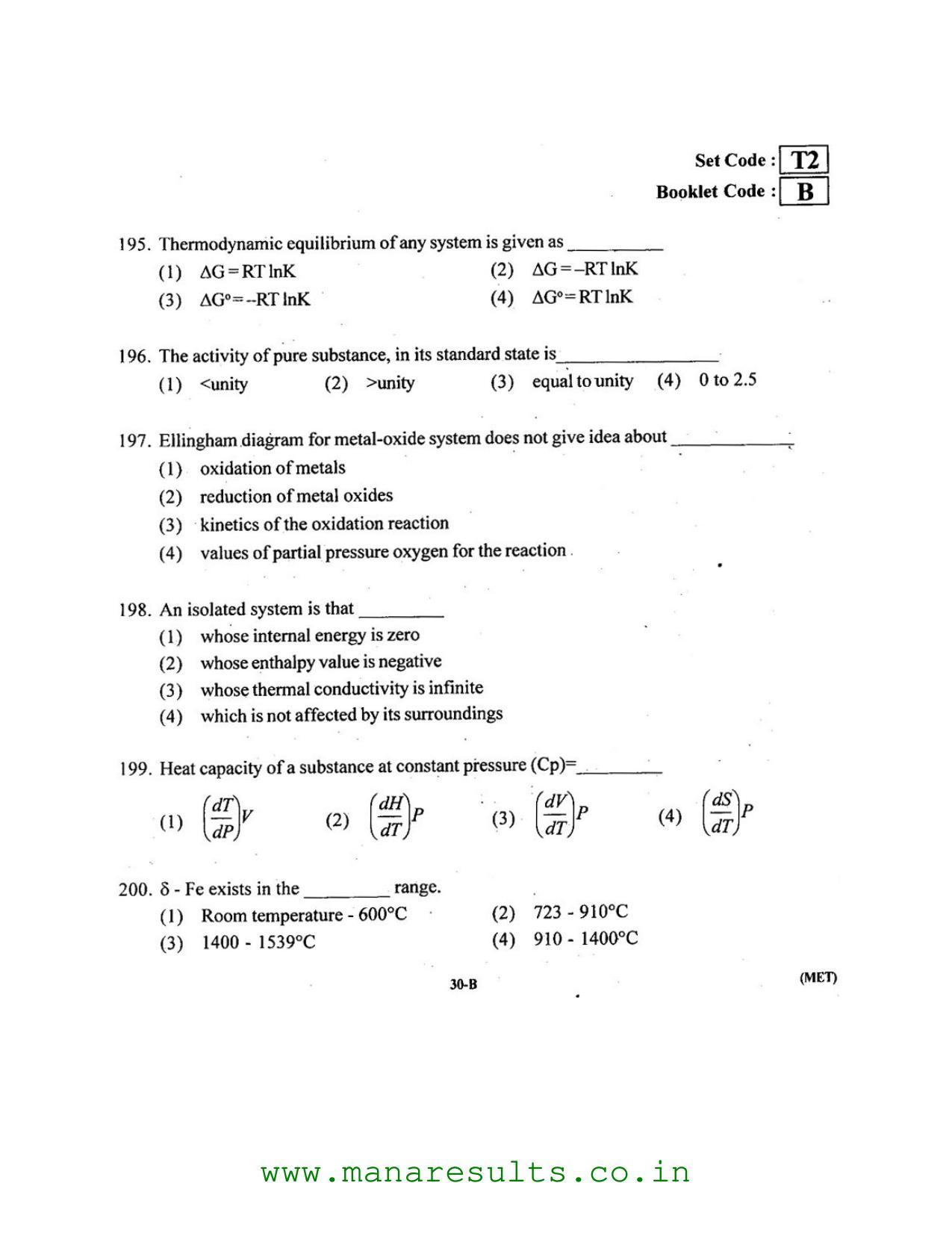 AP ECET 2016 Metallurgical Engineering Old Previous Question Papers - Page 29