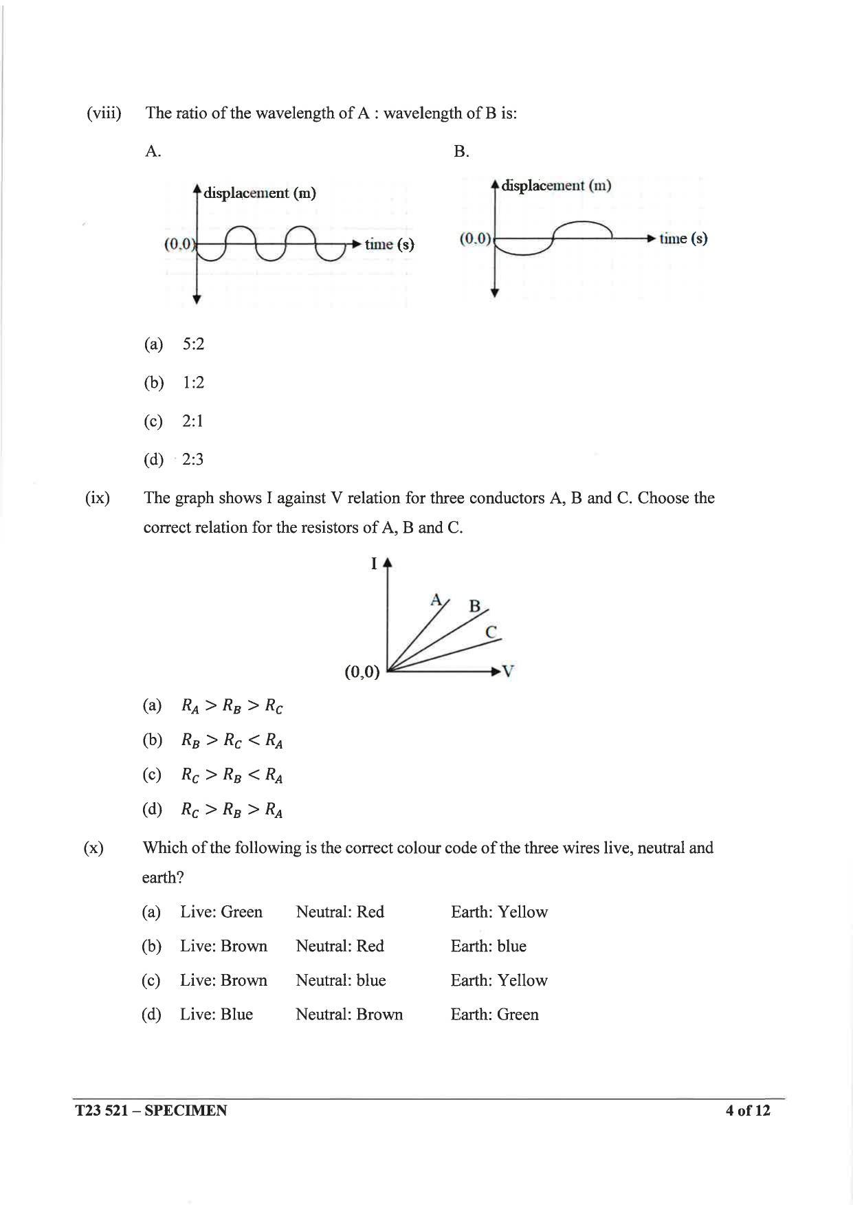 ICSE Class 10 Physics Sample Paper - Page 5