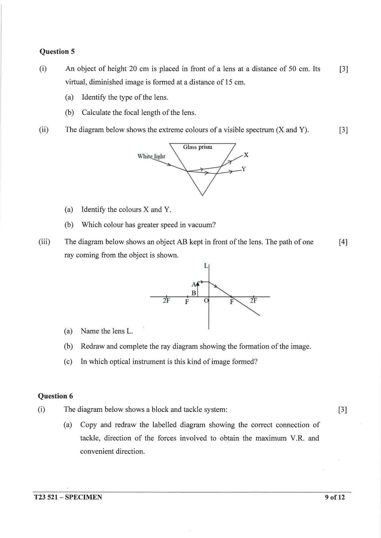 ICSE Class 10 Physics Sample Paper - Page 10