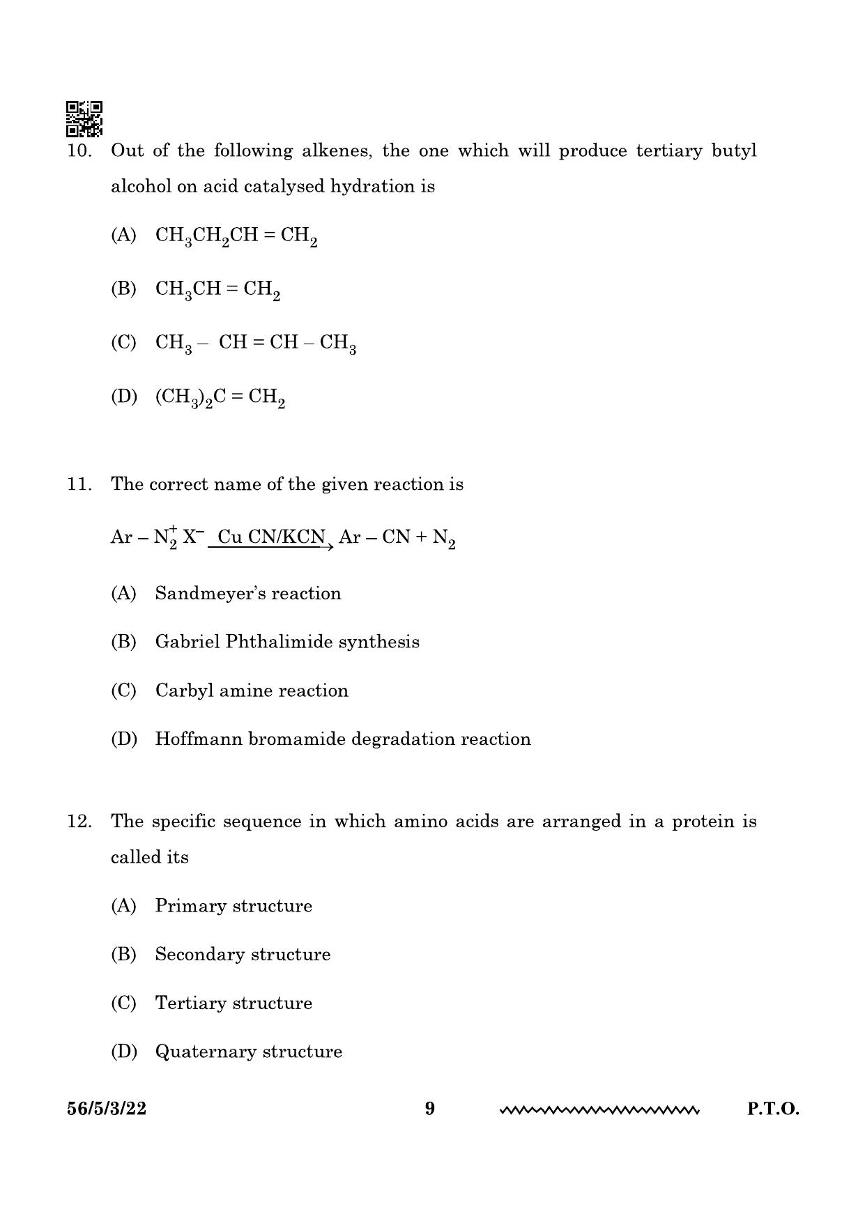 CBSE Class 12 56-5-3 Chemistry 2024 Question Paper - Page 9