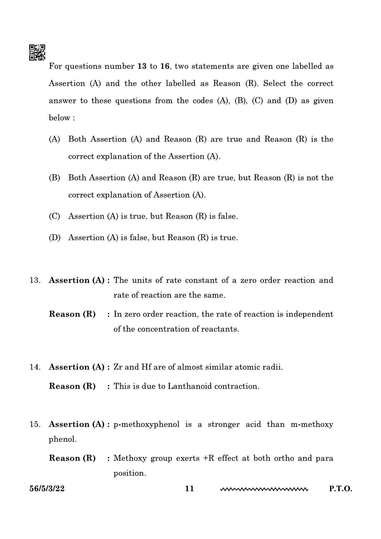 CBSE Class 12 56-5-3 Chemistry 2024 Question Paper - Page 11