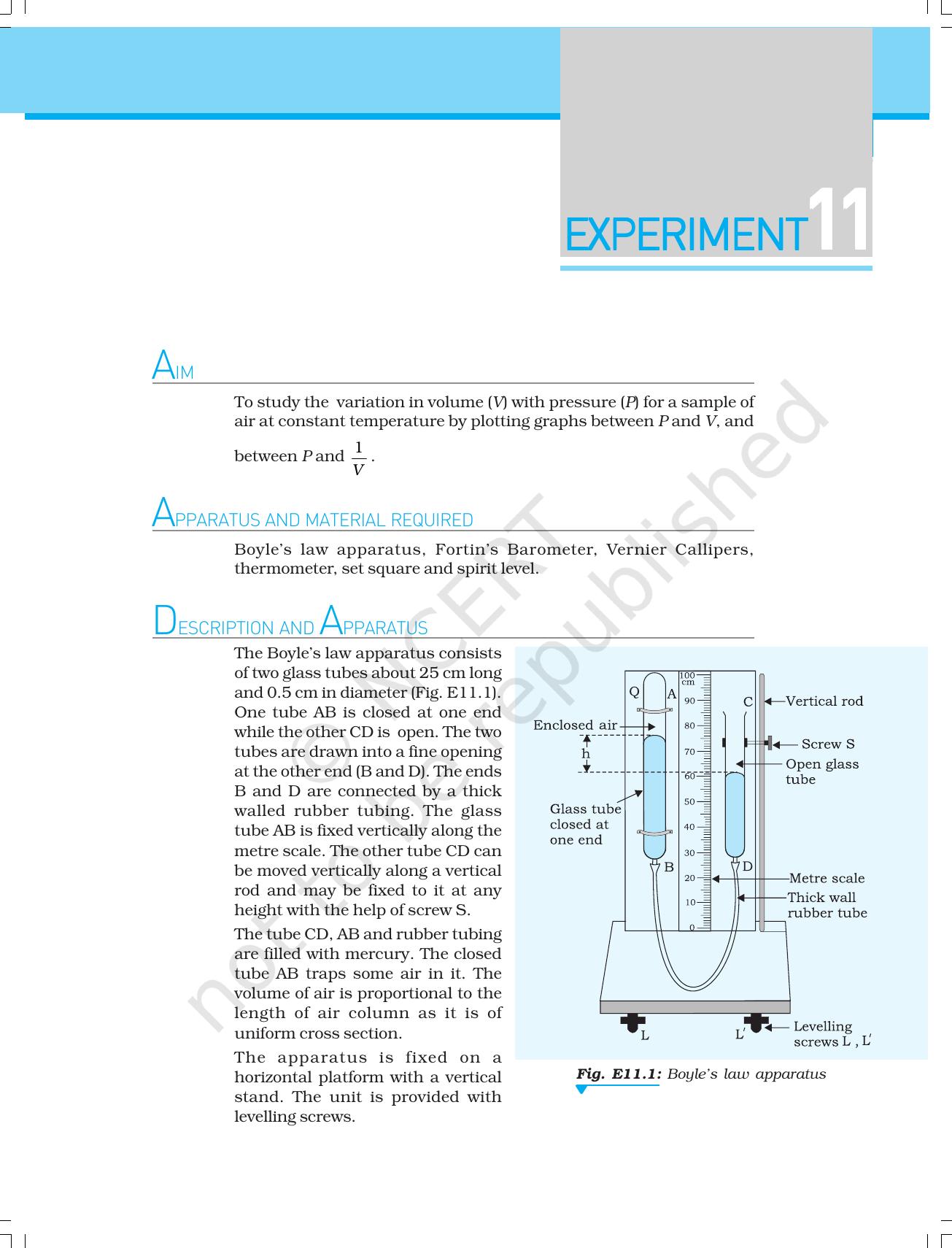 NCERT Laboratory Manuals for Class XI Physics - Experiment (11 to 13) - Page 1