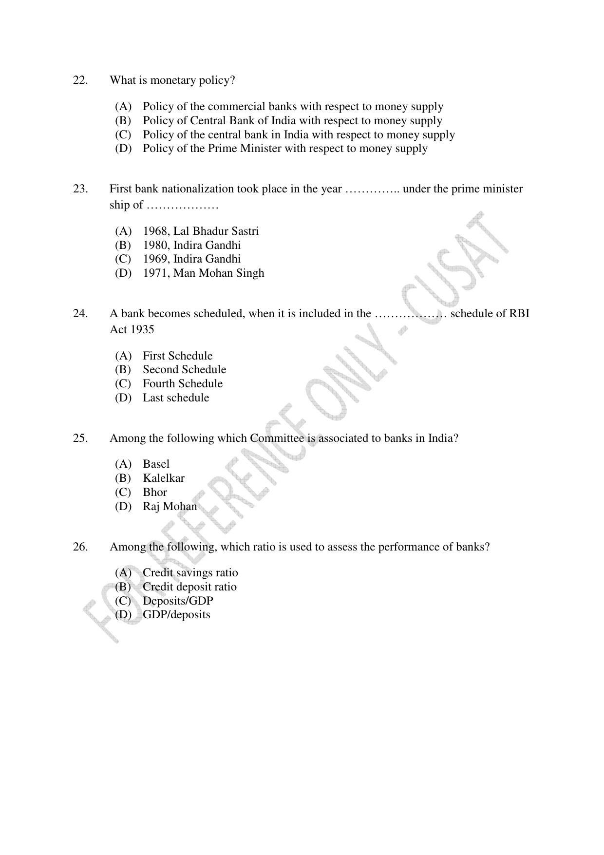 CUSAT CAT 2023 ECONOMICS Question Paper - Page 5