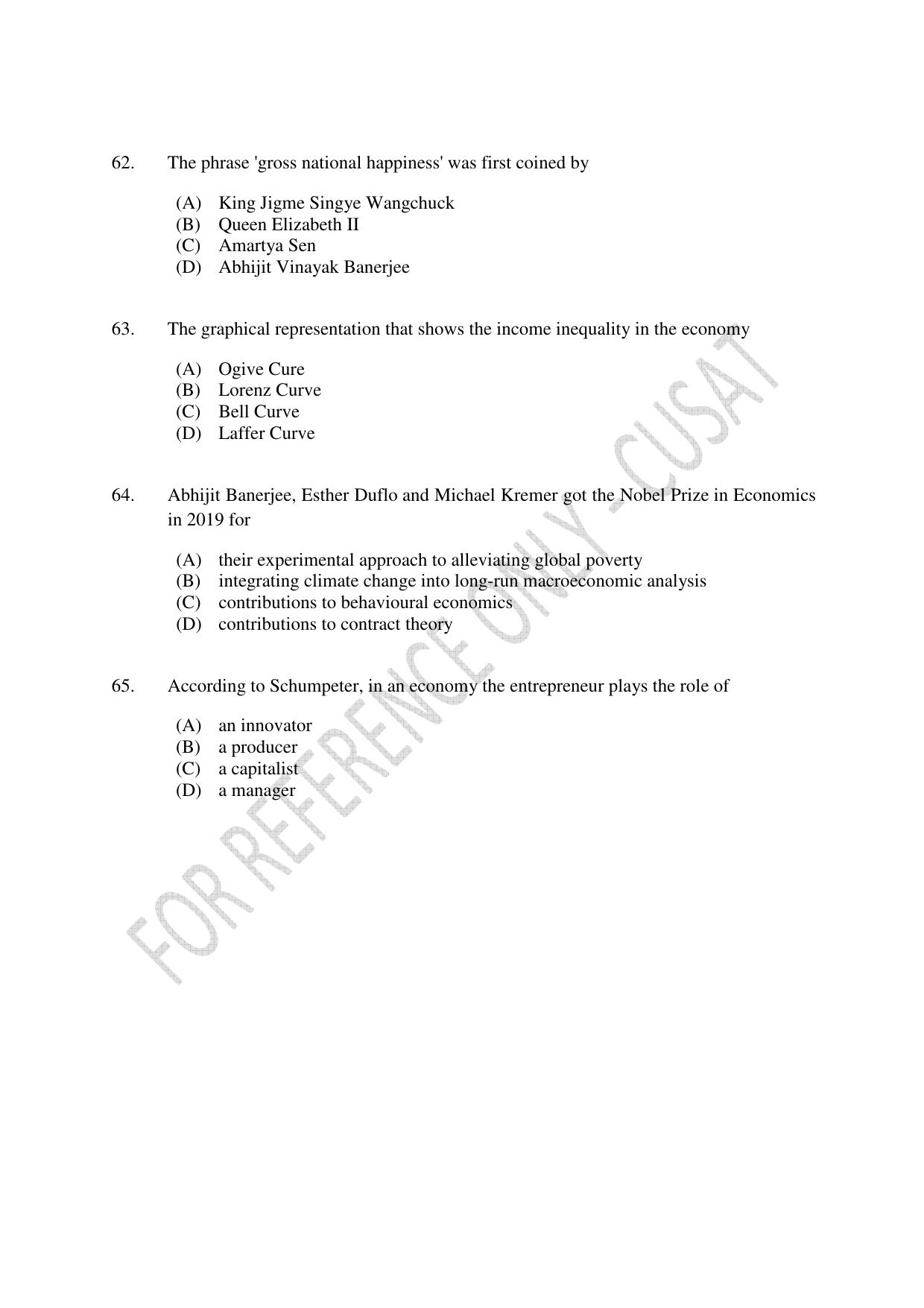 CUSAT CAT 2023 ECONOMICS Question Paper - Page 12