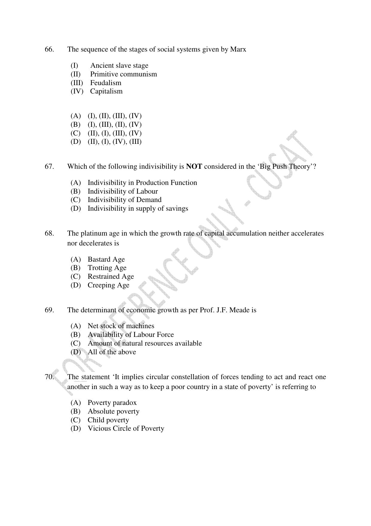 CUSAT CAT 2023 ECONOMICS Question Paper - Page 13