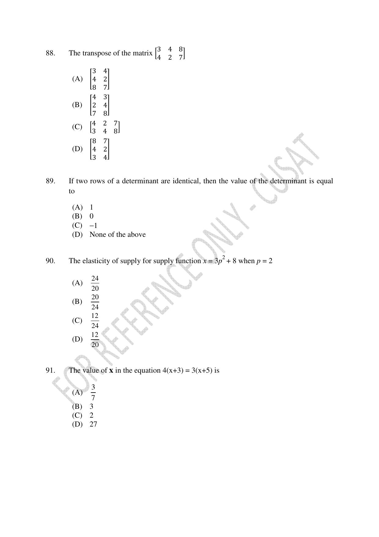 CUSAT CAT 2023 ECONOMICS Question Paper - Page 17