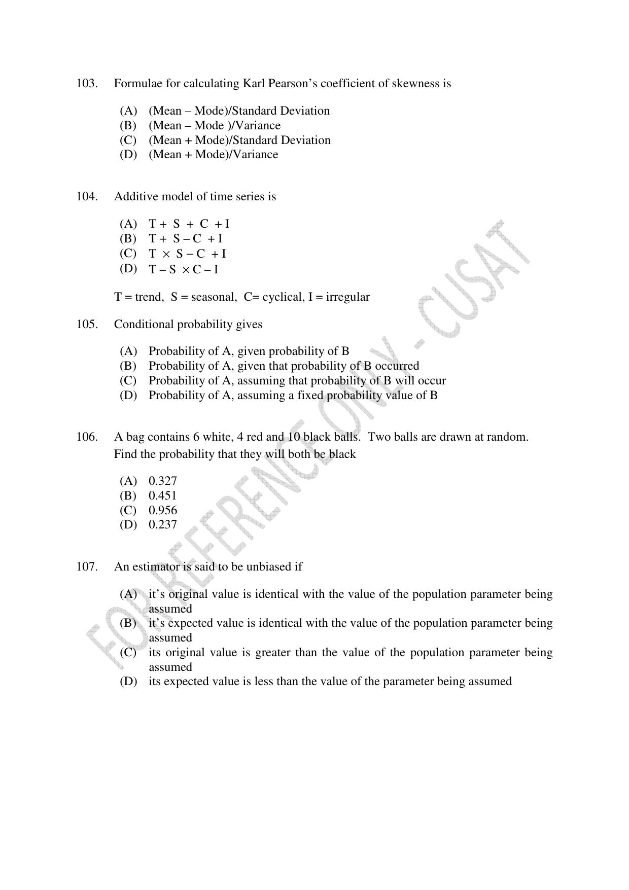CUSAT CAT 2023 ECONOMICS Question Paper - Page 20