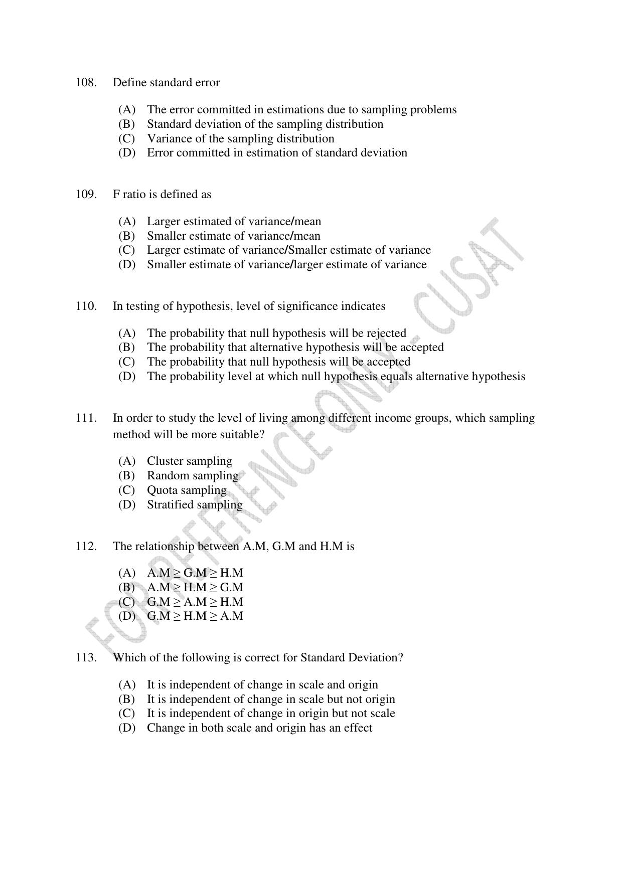 CUSAT CAT 2023 ECONOMICS Question Paper - Page 21