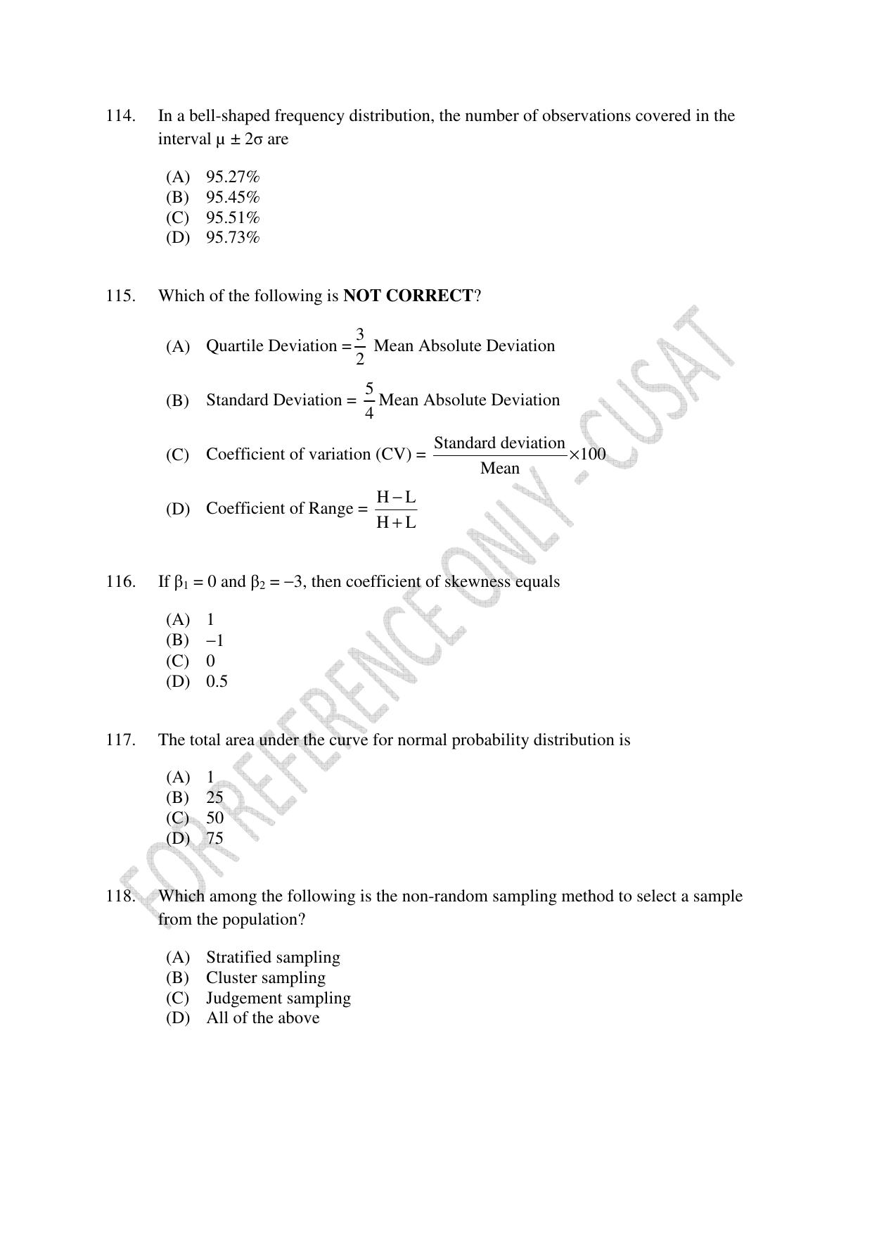CUSAT CAT 2023 ECONOMICS Question Paper - Page 22