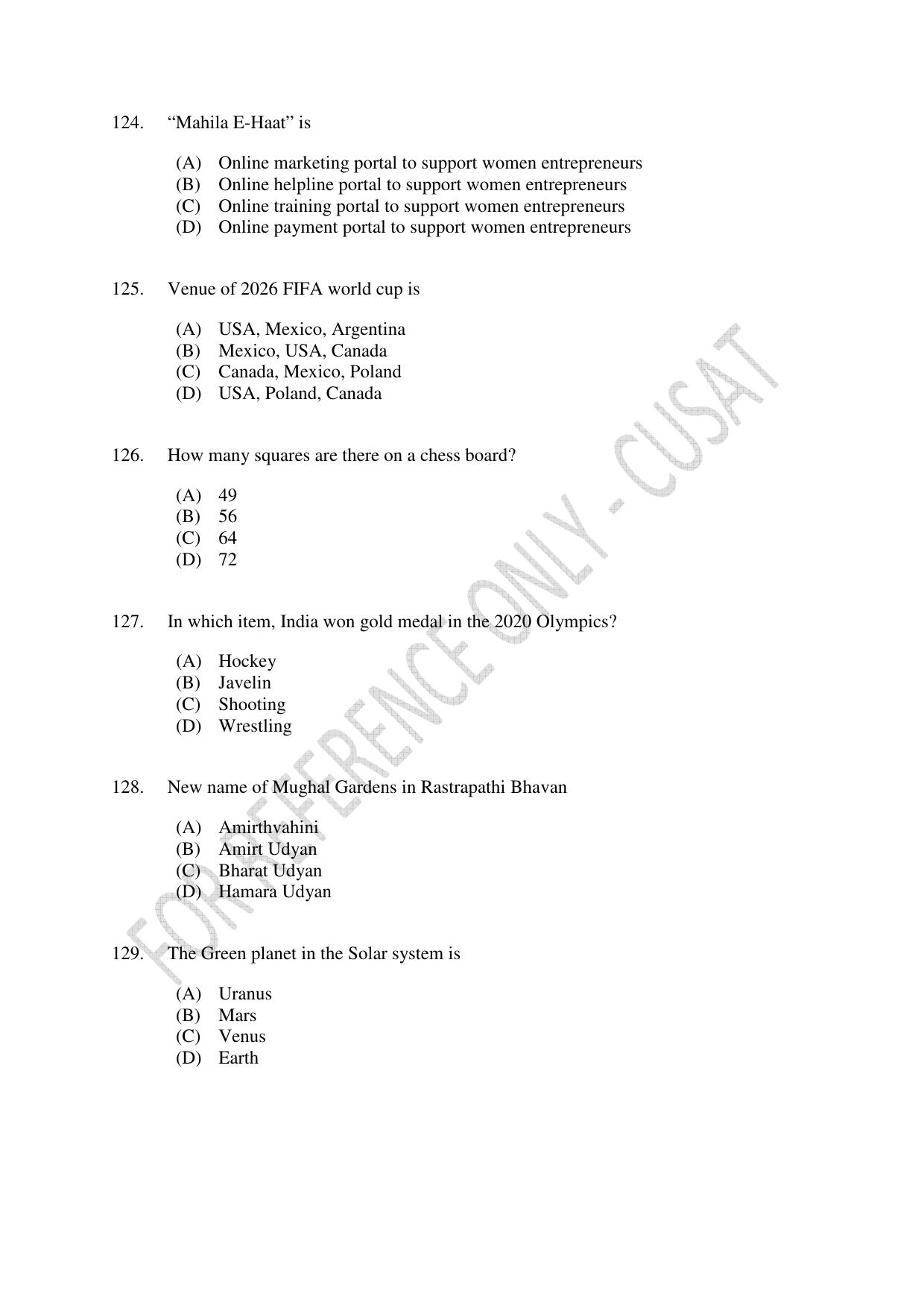 CUSAT CAT 2023 ECONOMICS Question Paper - Page 24