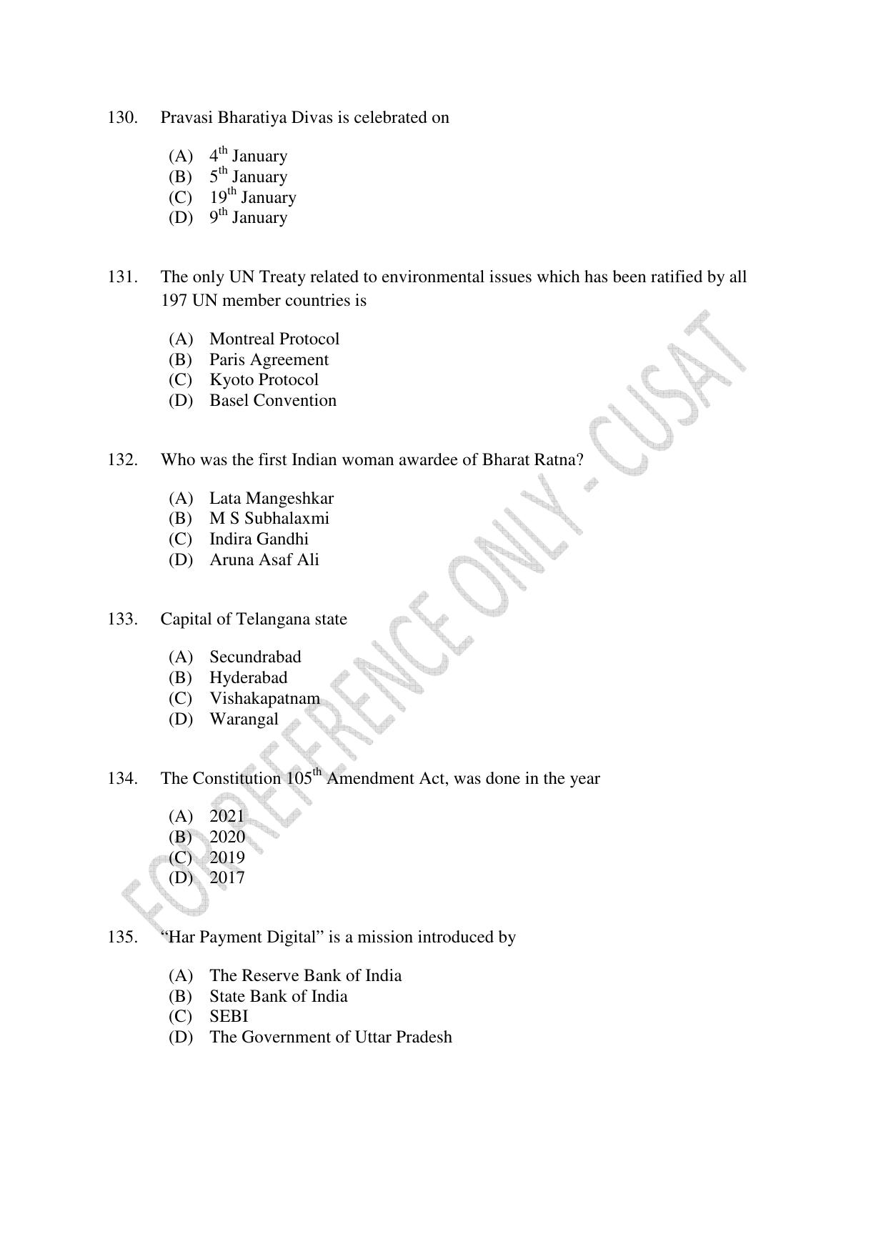 CUSAT CAT 2023 ECONOMICS Question Paper - Page 25