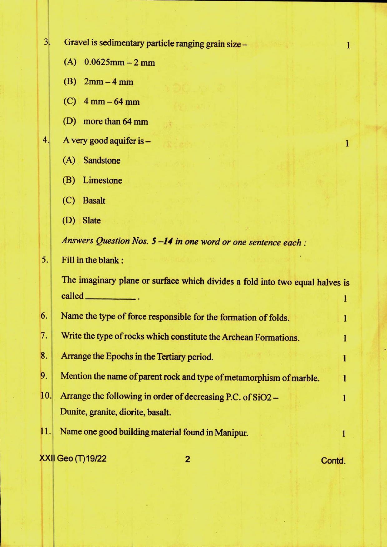 COHSEM 12th Question Papers 2022 Geology - Page 2