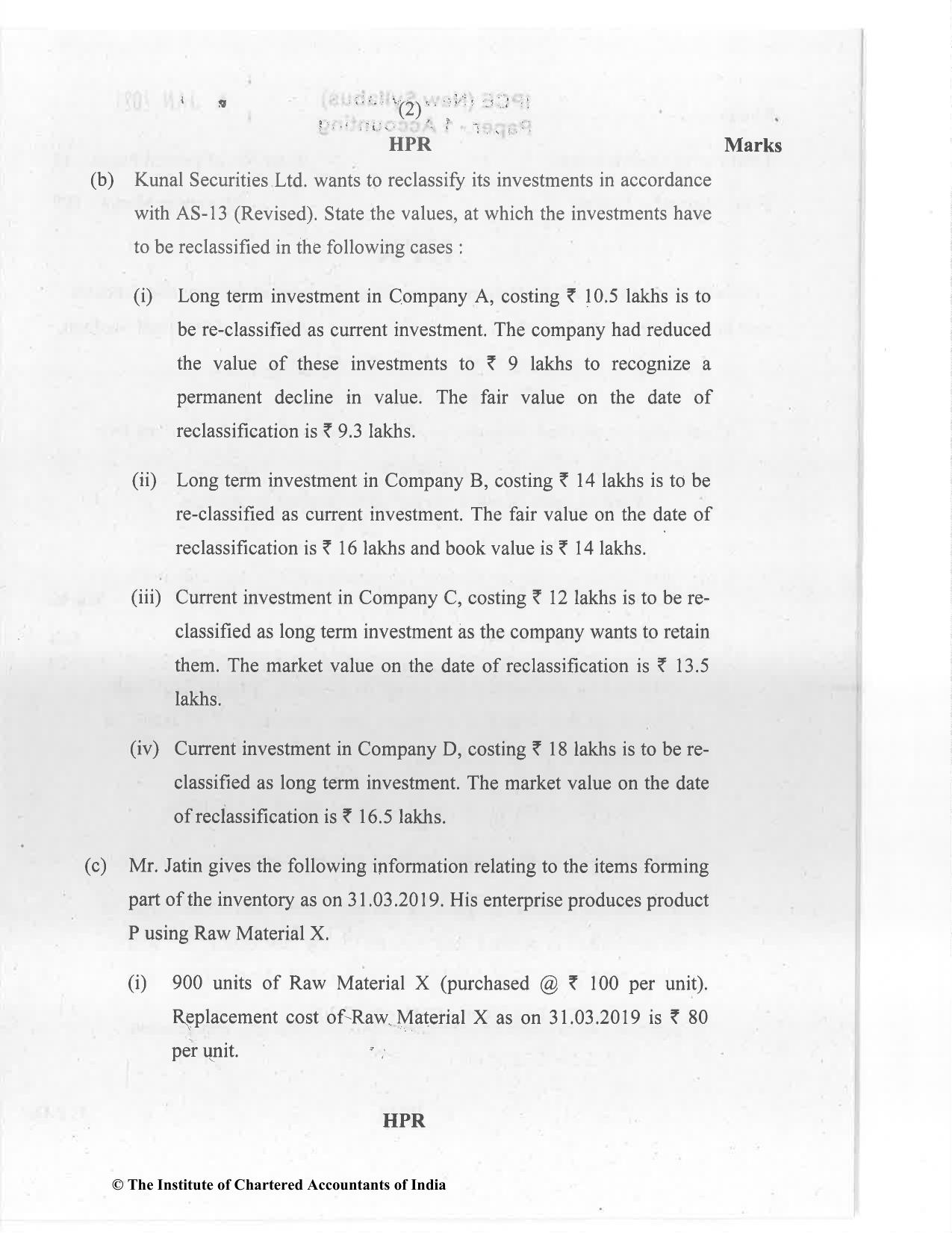 CA Inter Jan 2021 Question Paper - Paper 1 – Accounting - Page 2