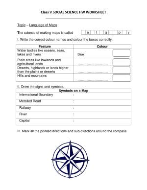 Worksheet for Class 5 Social Science Language of Maps Assignment