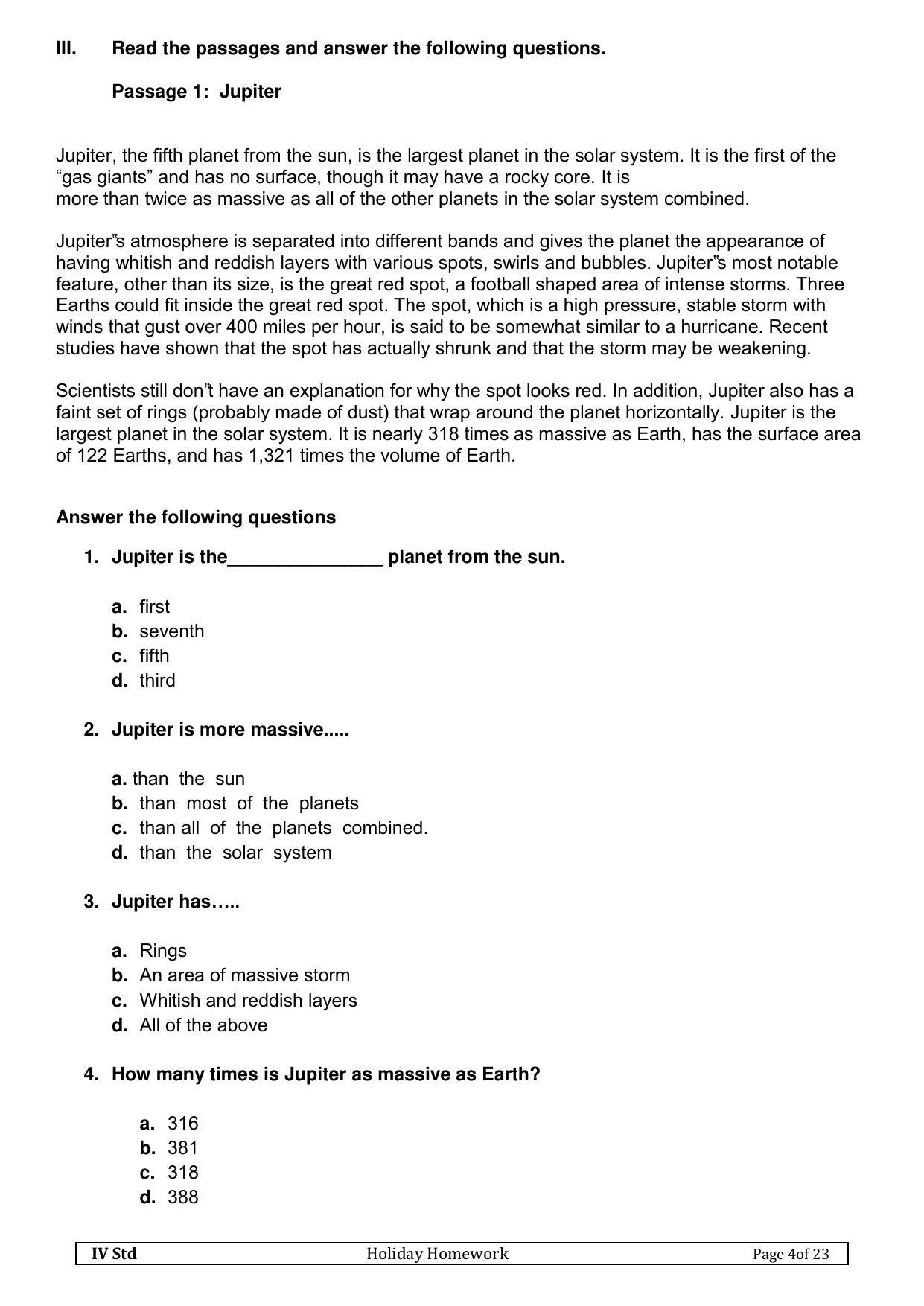 Worksheet for Class 4 English Assignment 115 - Page 4