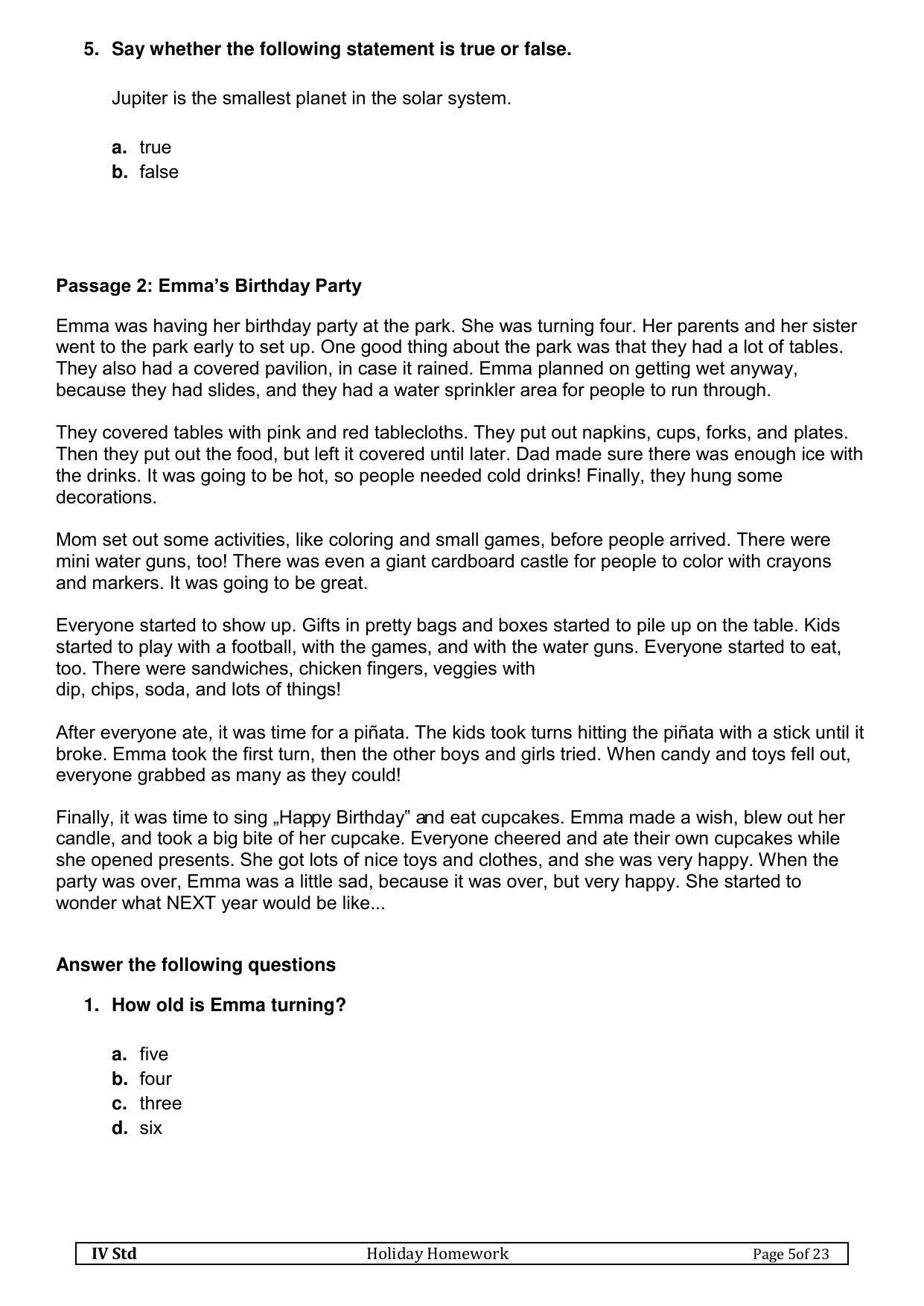 Worksheet for Class 4 English Assignment 115 - Page 5