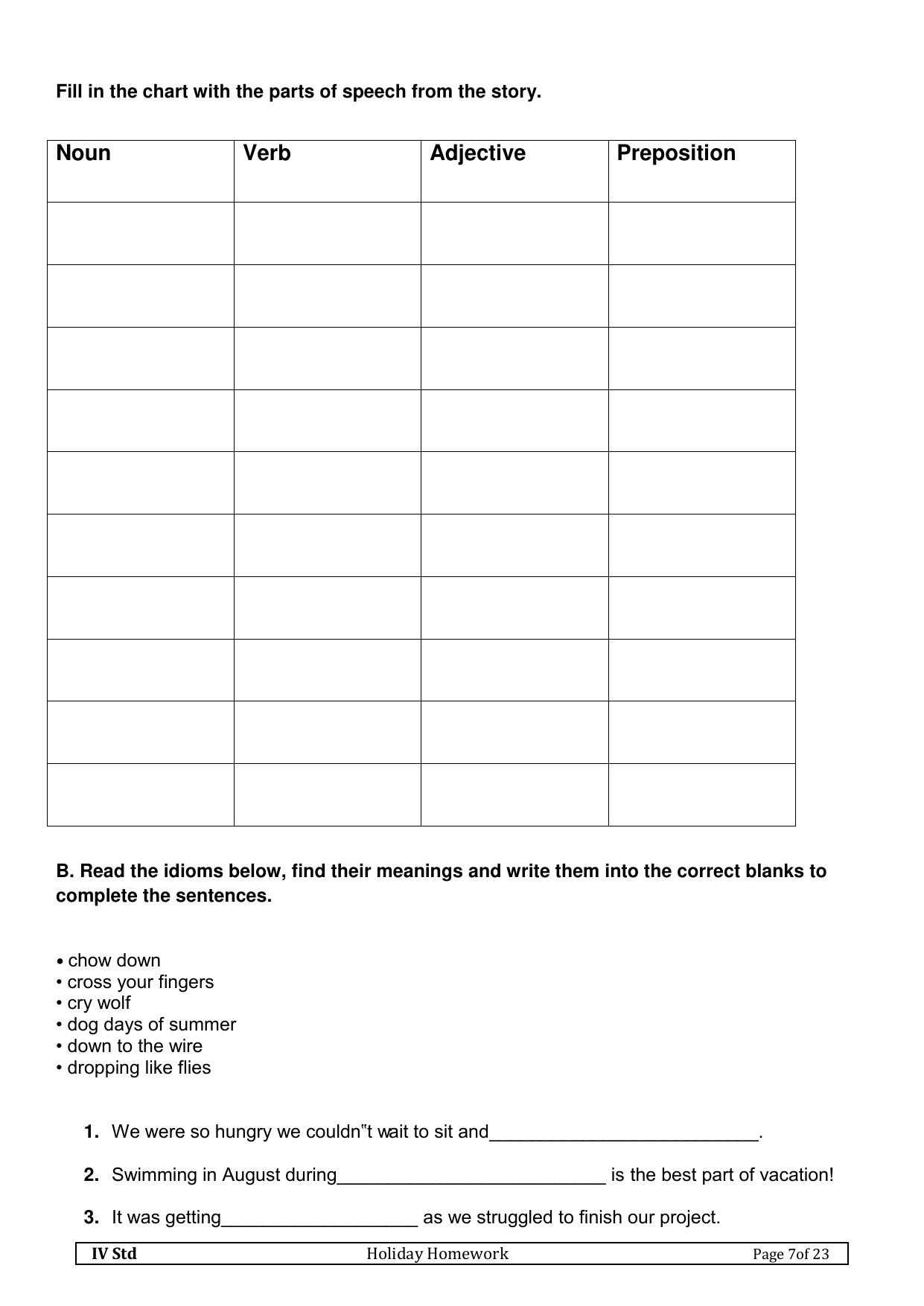 Worksheet for Class 4 English Assignment 115 - Page 7