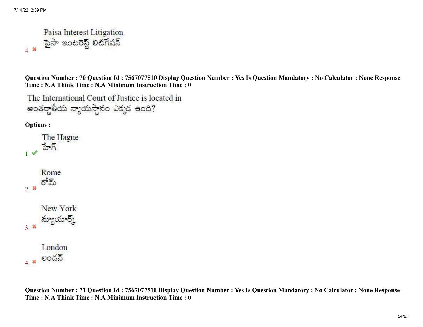 AP LAWCET 2022 - 5 Year LLB Question Paper With Keys - Page 54