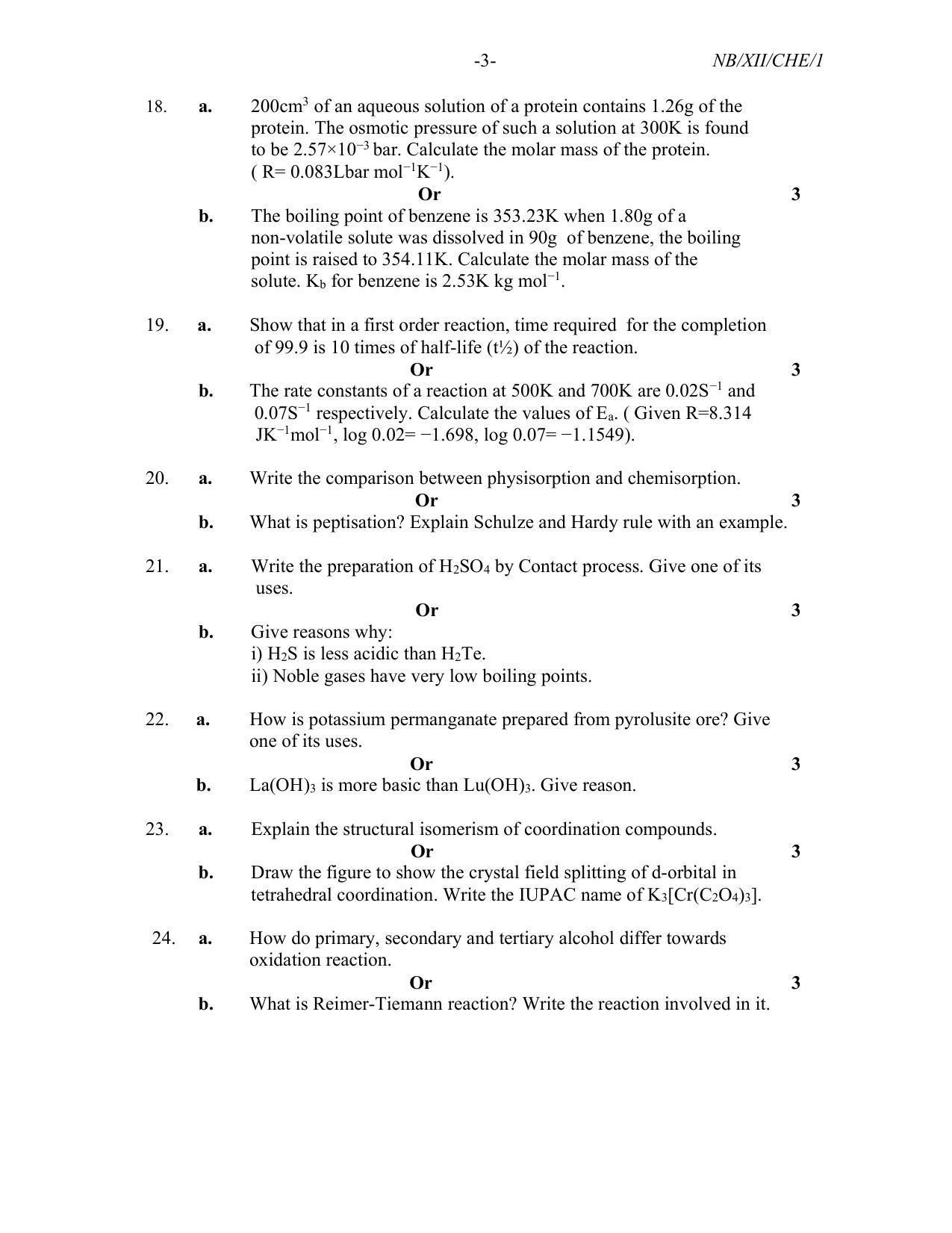 Nagaland Board Class 12 Chemistry 2022 Question Paper - Page 3