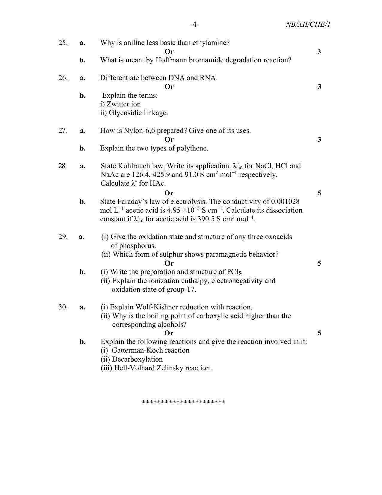 Nagaland Board Class 12 Chemistry 2022 Question Paper - Page 4