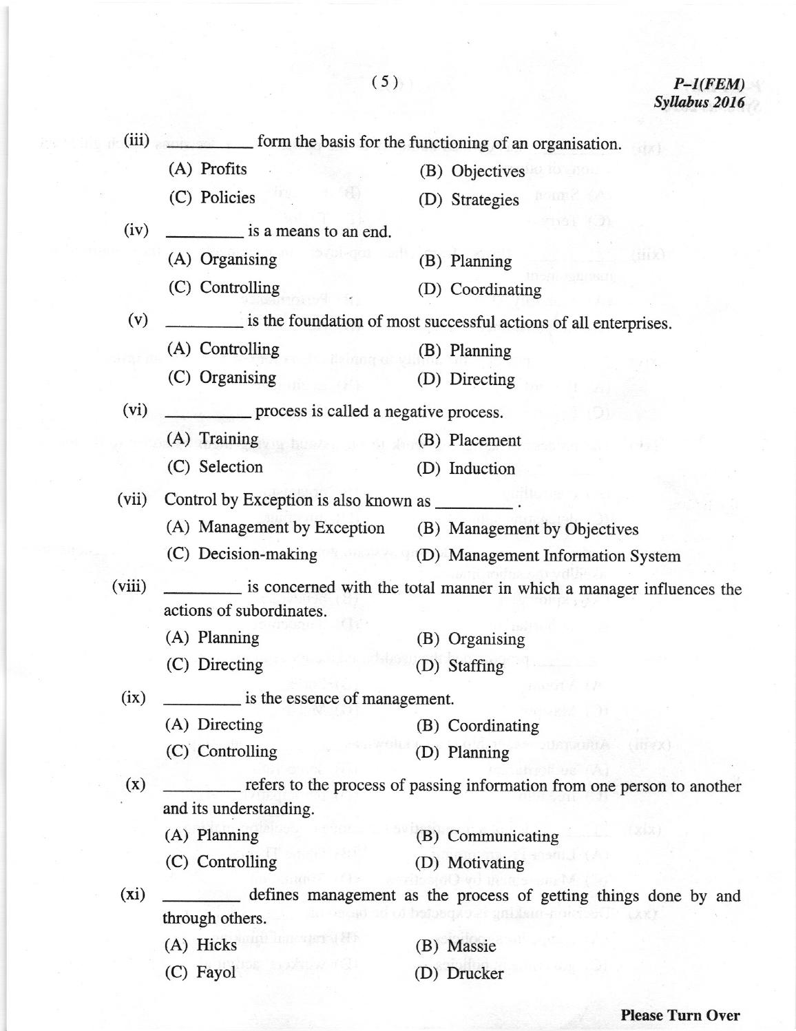 ICMAI Dec. 2018 Fundamentals of Economics and Management Question Paper - Page 5