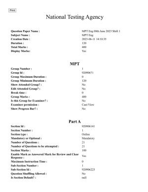 CUET PG 2023: SCQP21 – MPT/Master in Respiratory Theory (MRT) (Eng.)-Shift 1 (08-06-2023) Question Paper