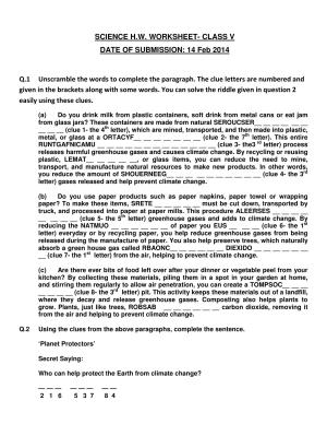 Worksheet for Class 5 Science Assignment 1