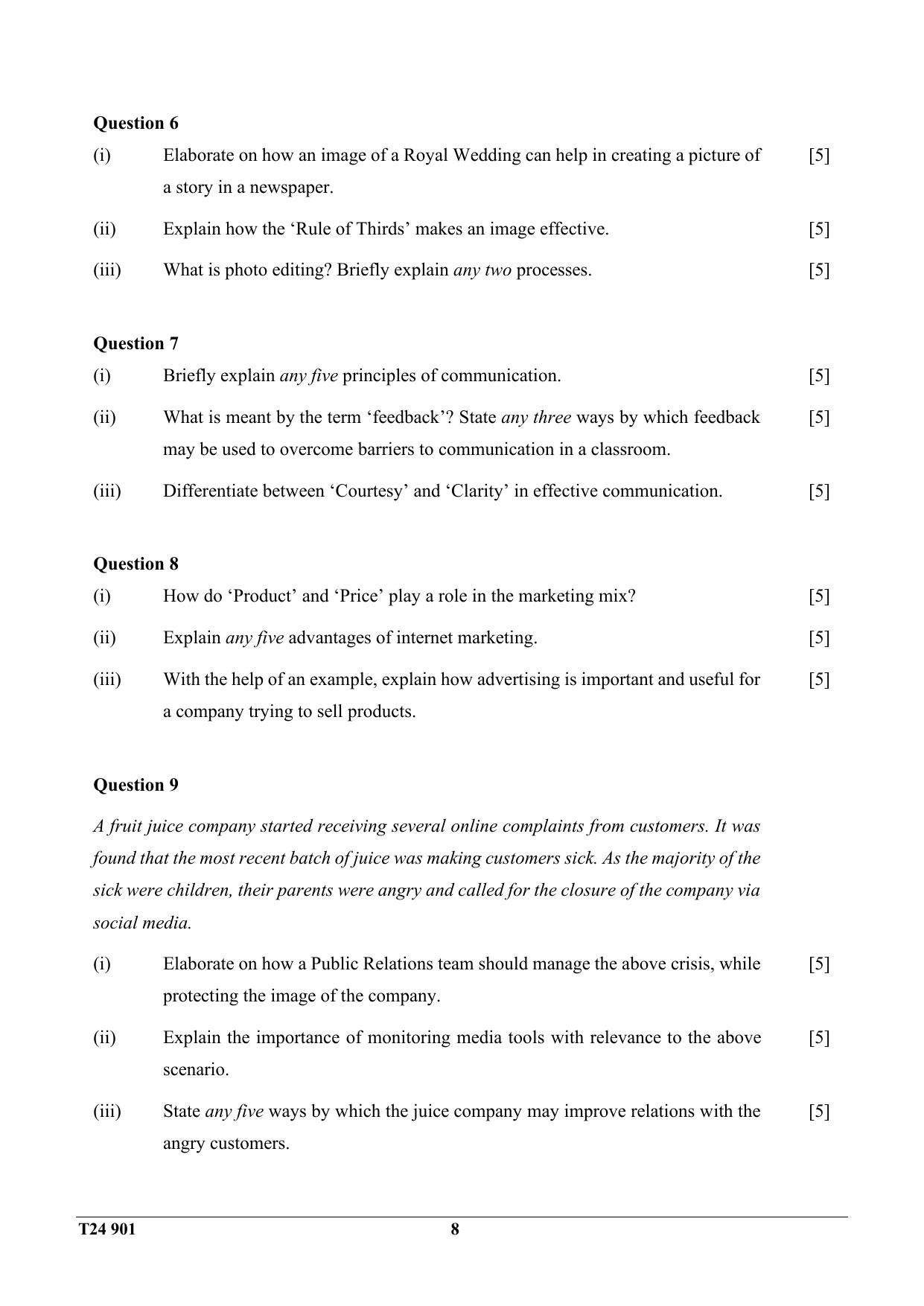 ICSE Class 10 Mass Media & Communication 2024 Question Paper - Page 8