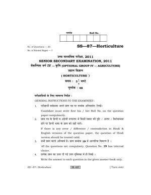 Class 12 2011 Horticulture RBSE Question Paper
