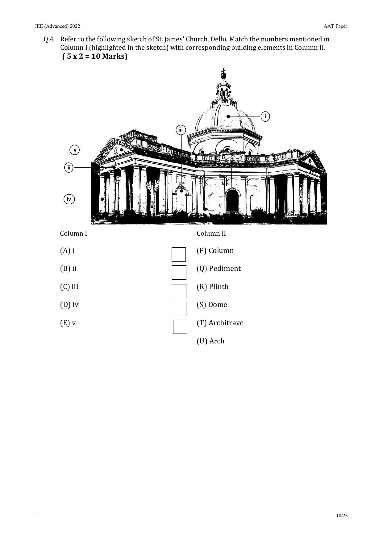 JEE Advanced AAT 2022 Question Paper - Page 10