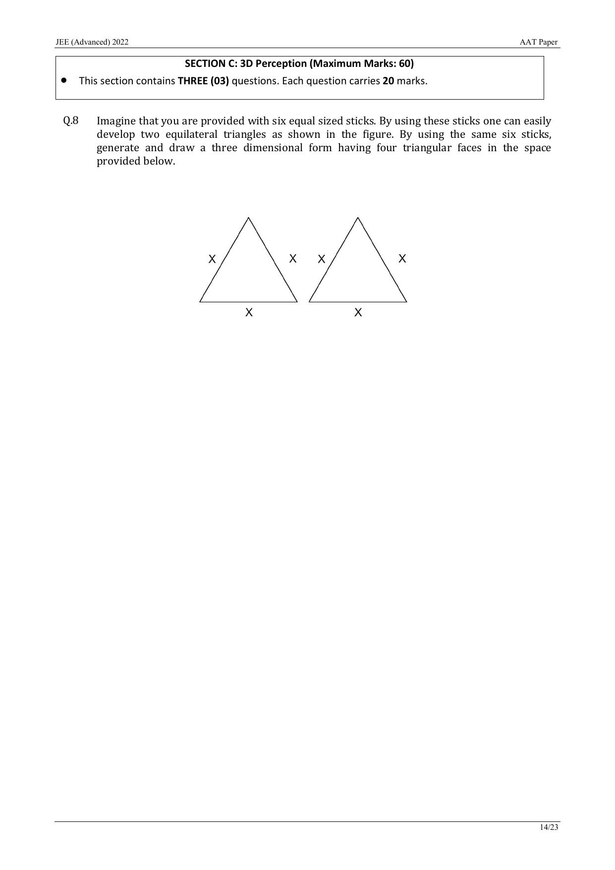 JEE Advanced AAT 2022 Question Paper - Page 14