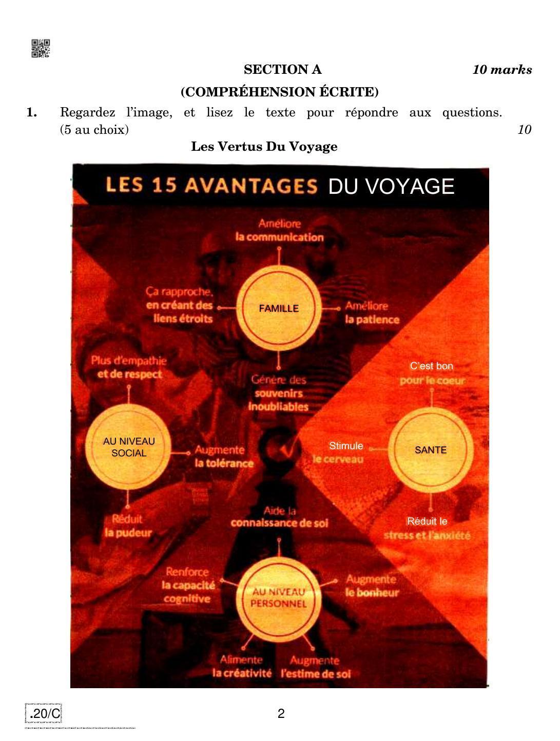 CBSE Class 10 French 2020 Compartment Question Paper - Page 2