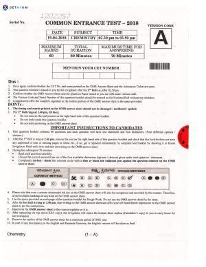 KCET Chemistry 2018 Question Papers