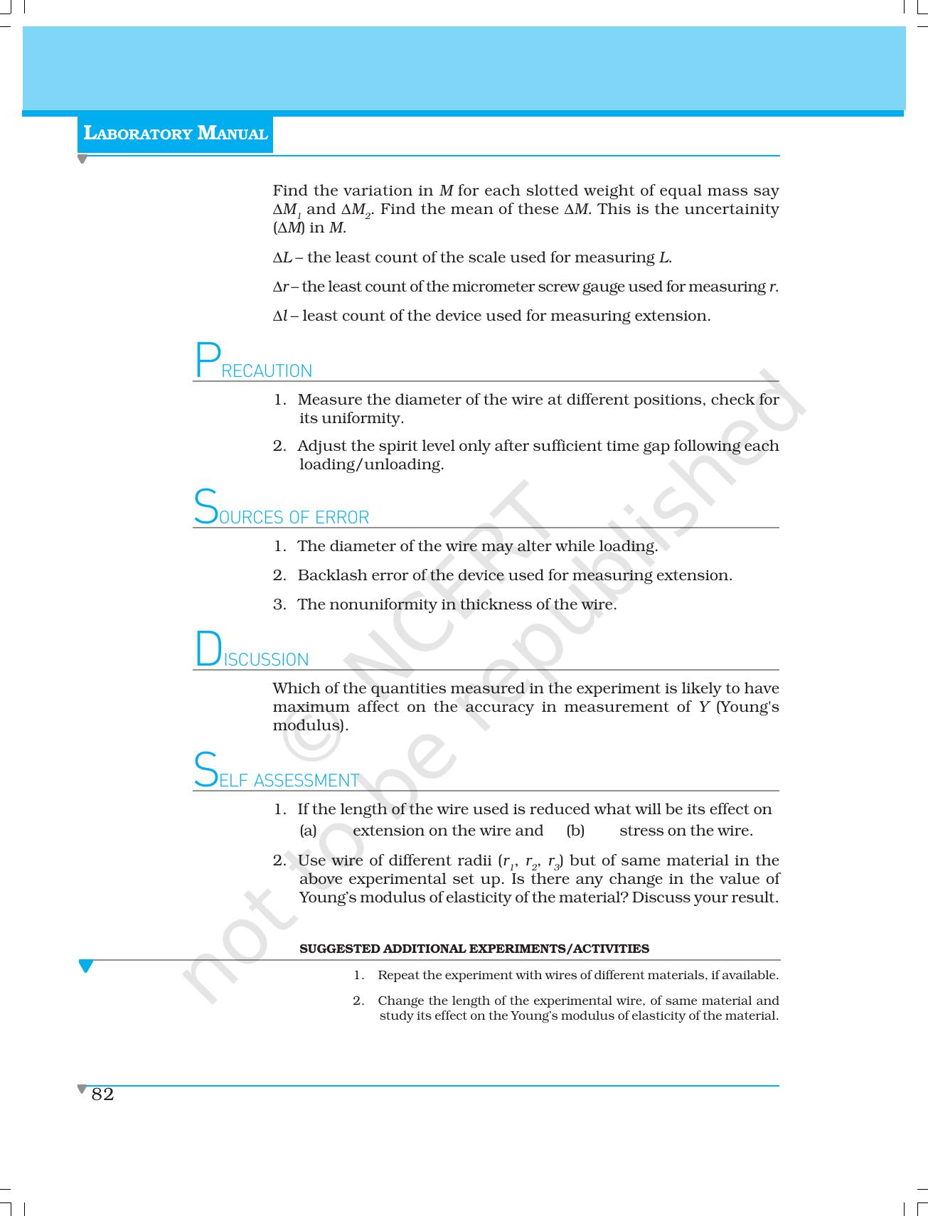 NCERT Laboratory Manuals for Class XI Physics - Experiment 8 - Page 9