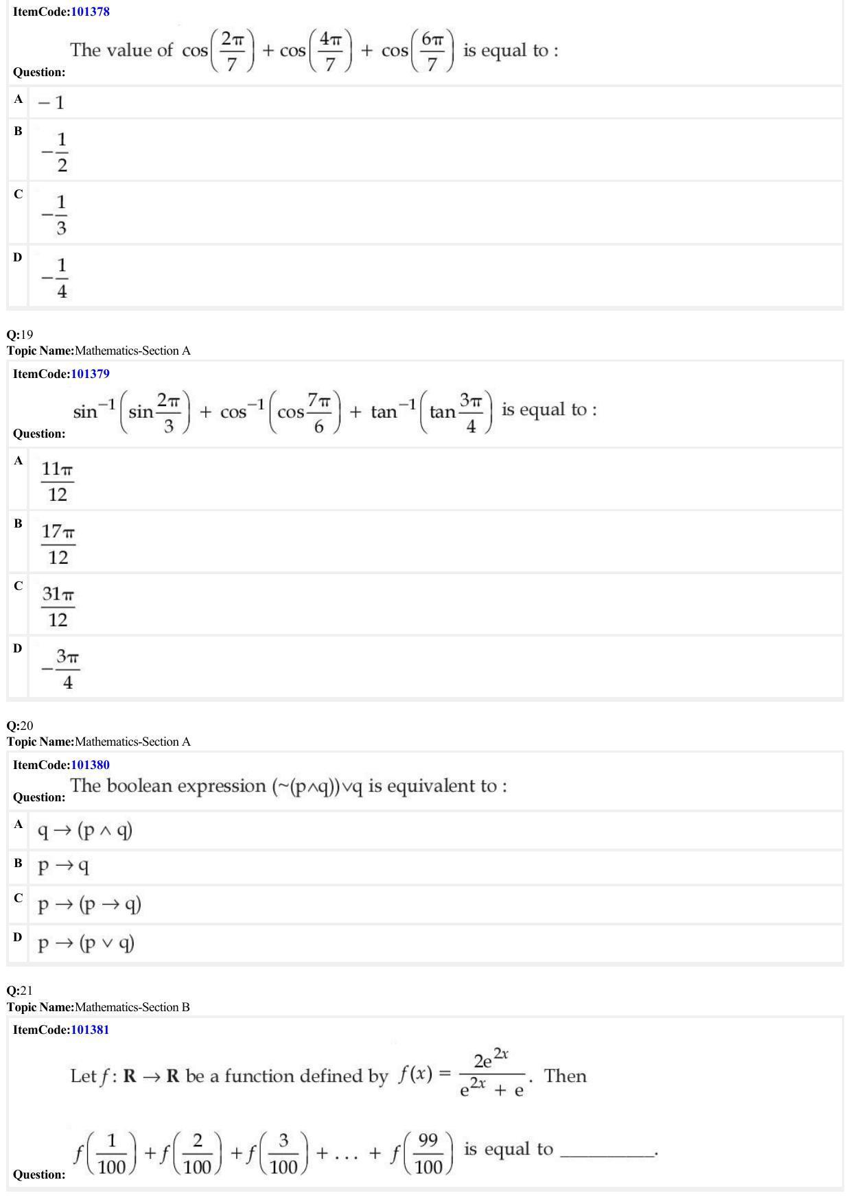 JEE Mains 2022: B.E/B.Tech.(Paper I) (Shift 1) 27-06-2022 Question Paper - Page 6