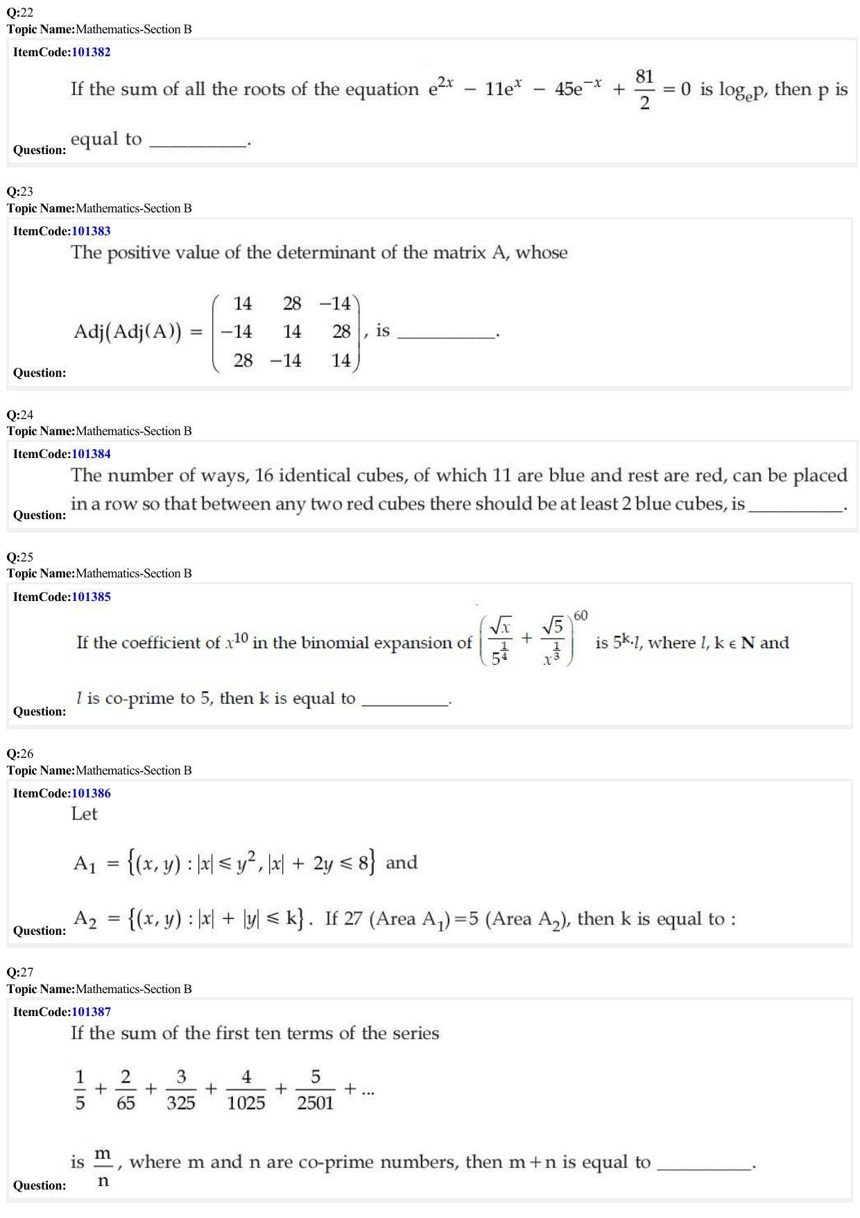 JEE Mains 2022: B.E/B.Tech.(Paper I) (Shift 1) 27-06-2022 Question Paper - Page 7