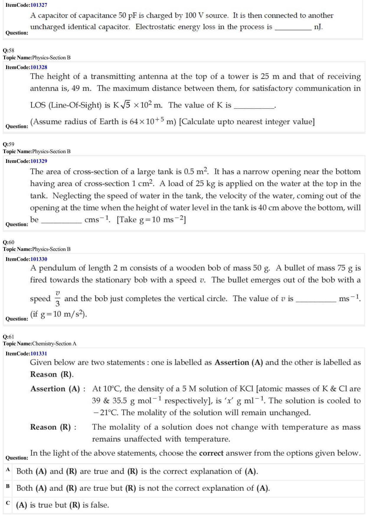 JEE Mains 2022: B.E/B.Tech.(Paper I) (Shift 1) 27-06-2022 Question Paper - Page 16