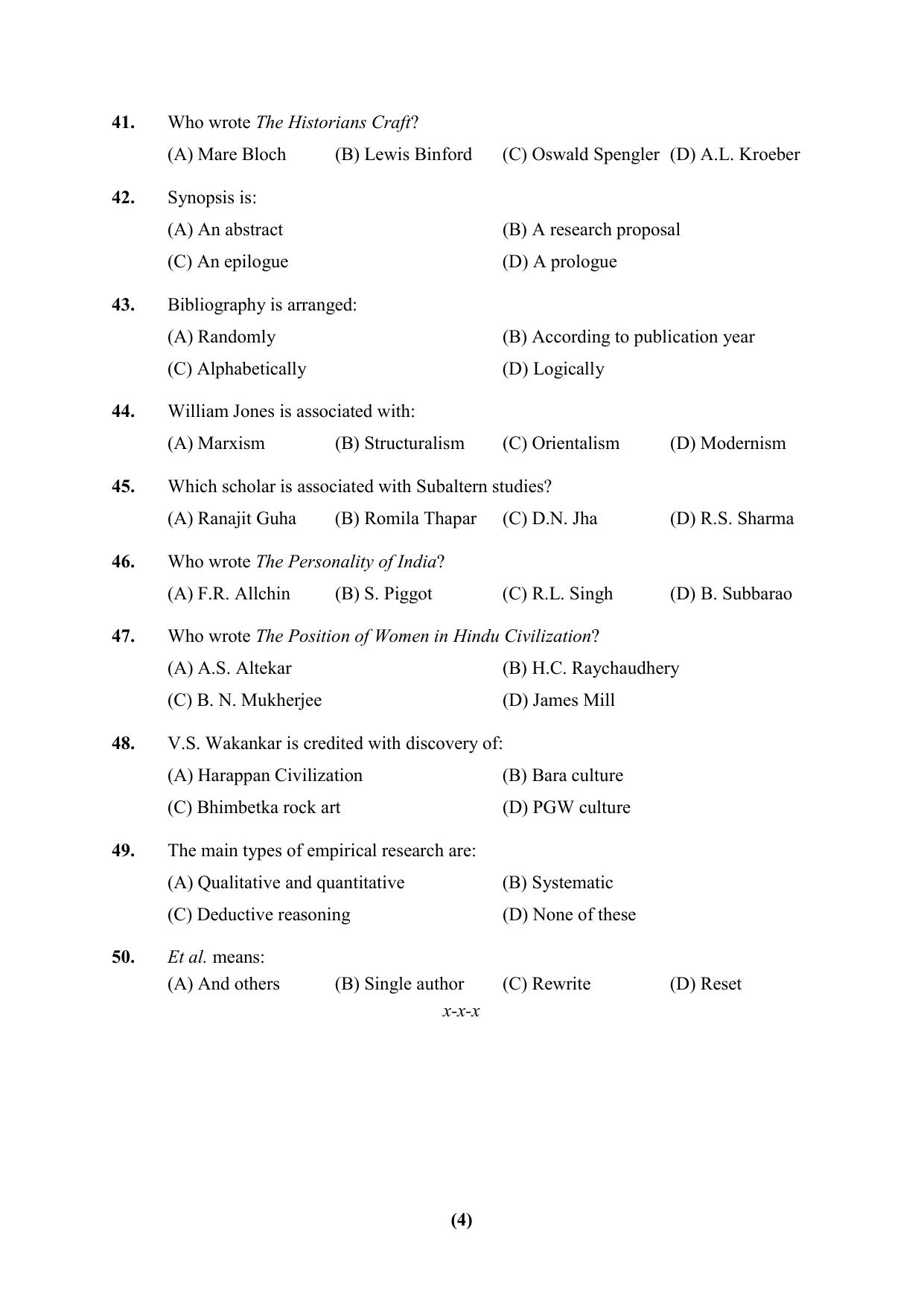 PU Ph.D Entrance Test 2024 Question Paper - Page 4