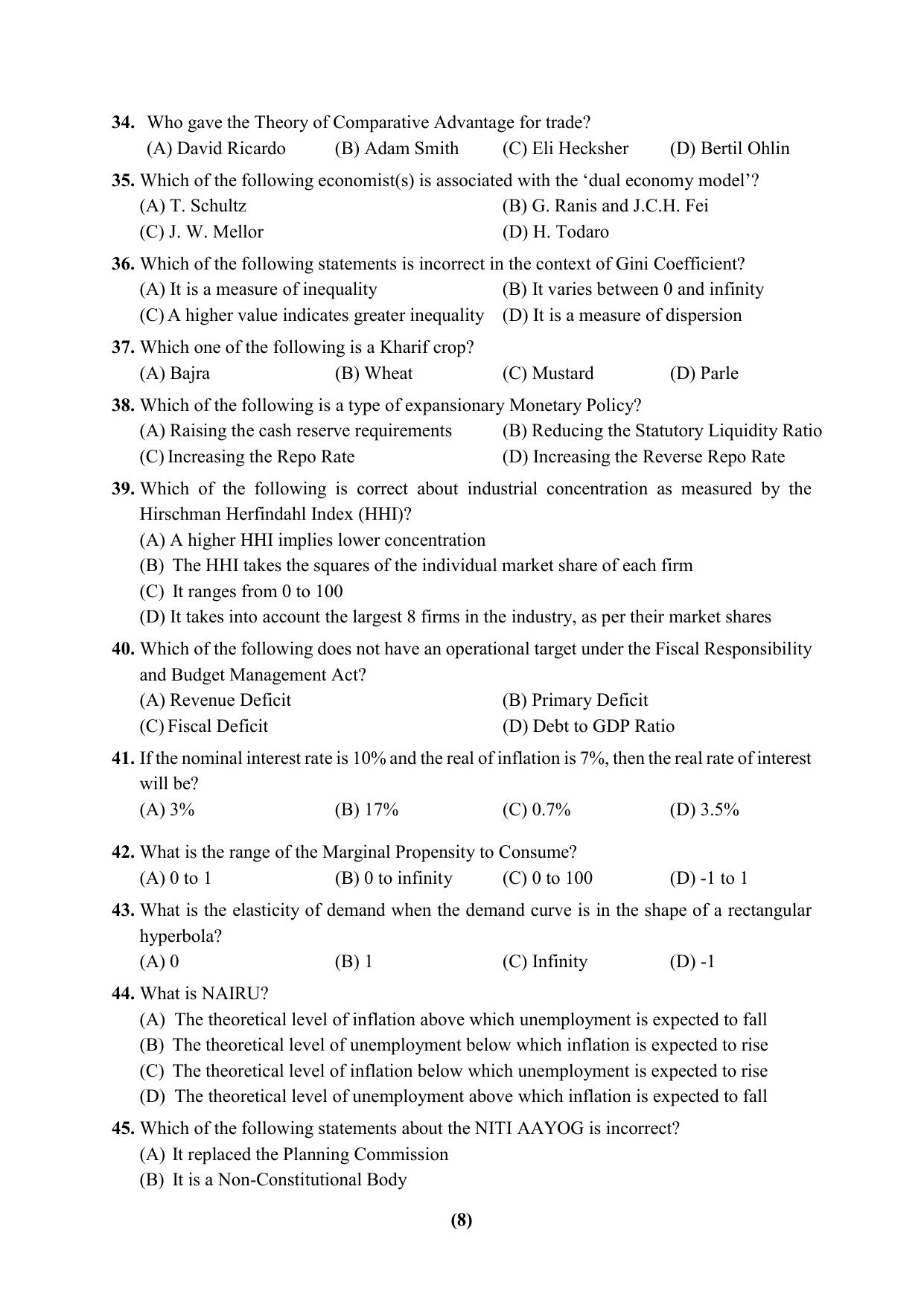 PU Ph.D Entrance Test 2024 Question Paper - Page 8