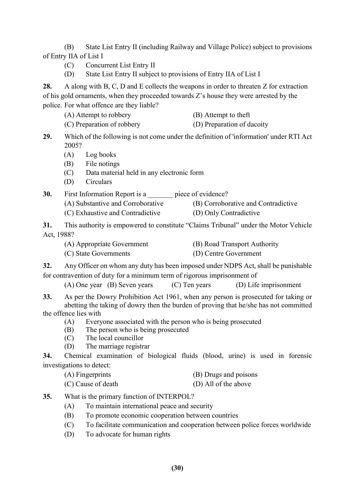 PU Ph.D Entrance Test 2024 Question Paper - Page 30