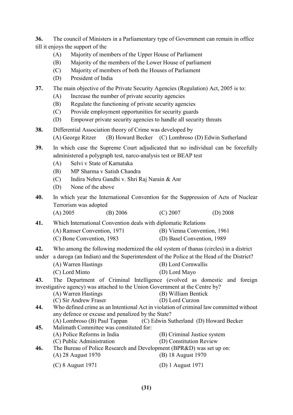 PU Ph.D Entrance Test 2024 Question Paper - Page 31