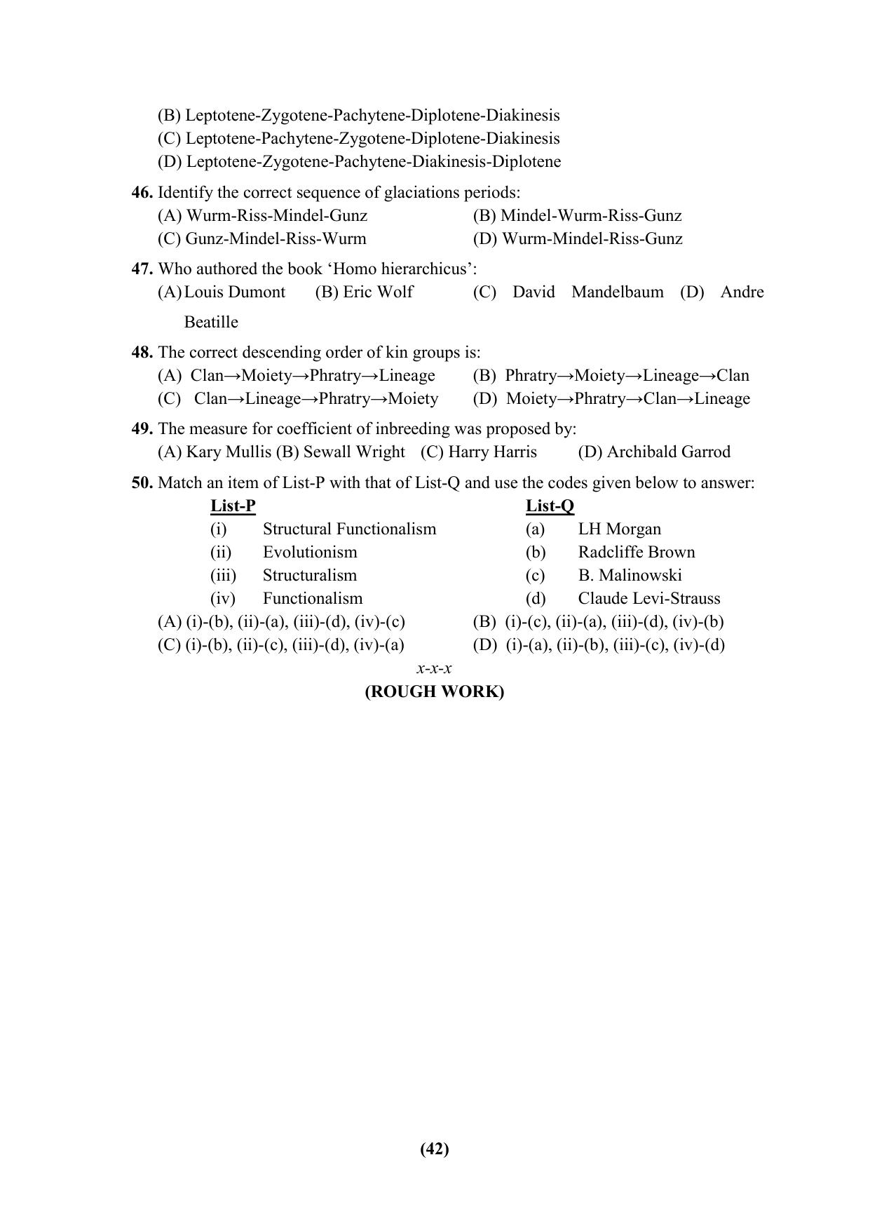 PU Ph.D Entrance Test 2024 Question Paper - Page 42