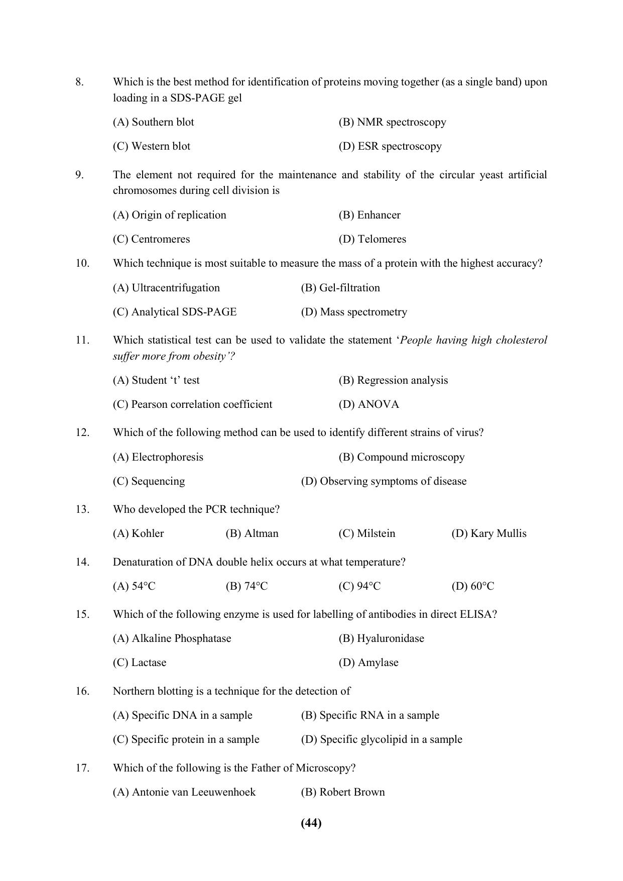 PU Ph.D Entrance Test 2024 Question Paper - Page 44