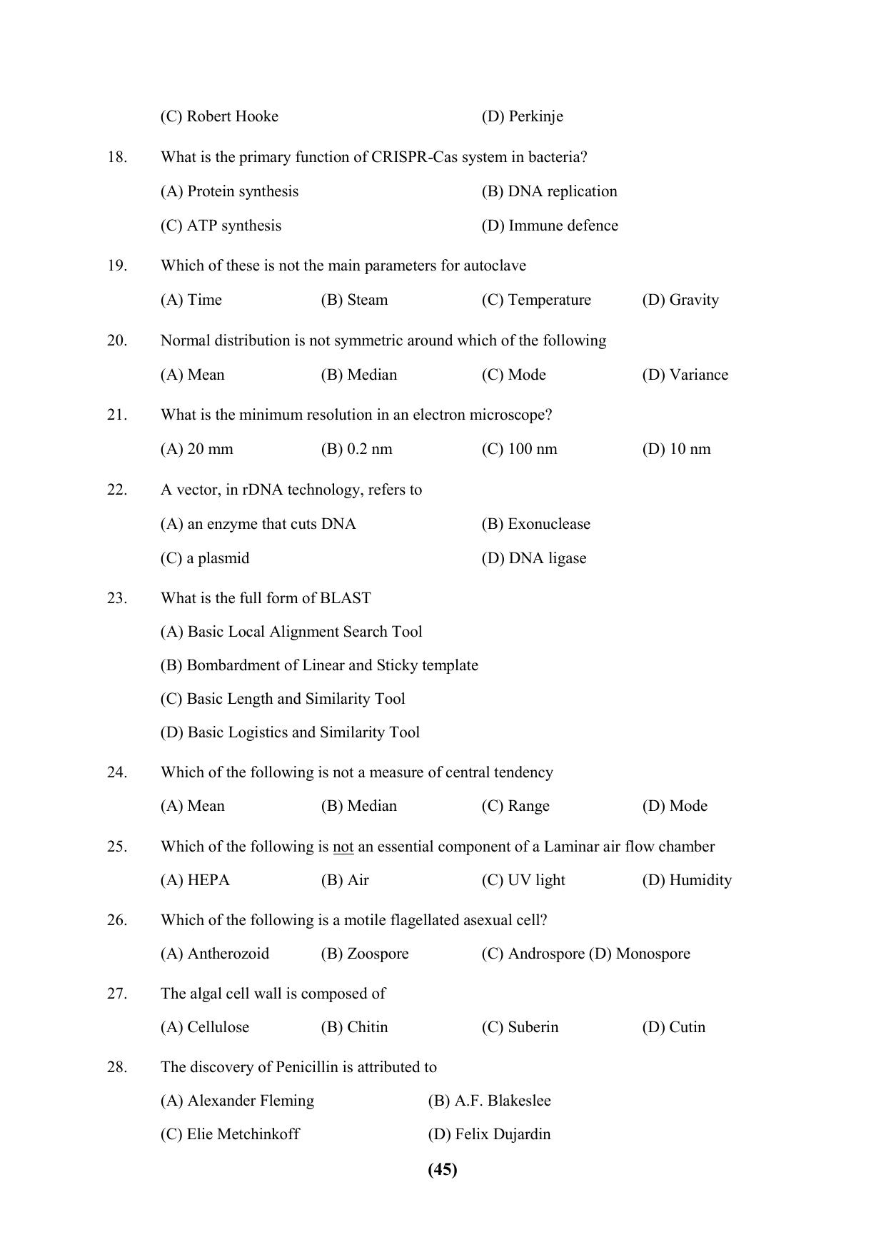PU Ph.D Entrance Test 2024 Question Paper - Page 45