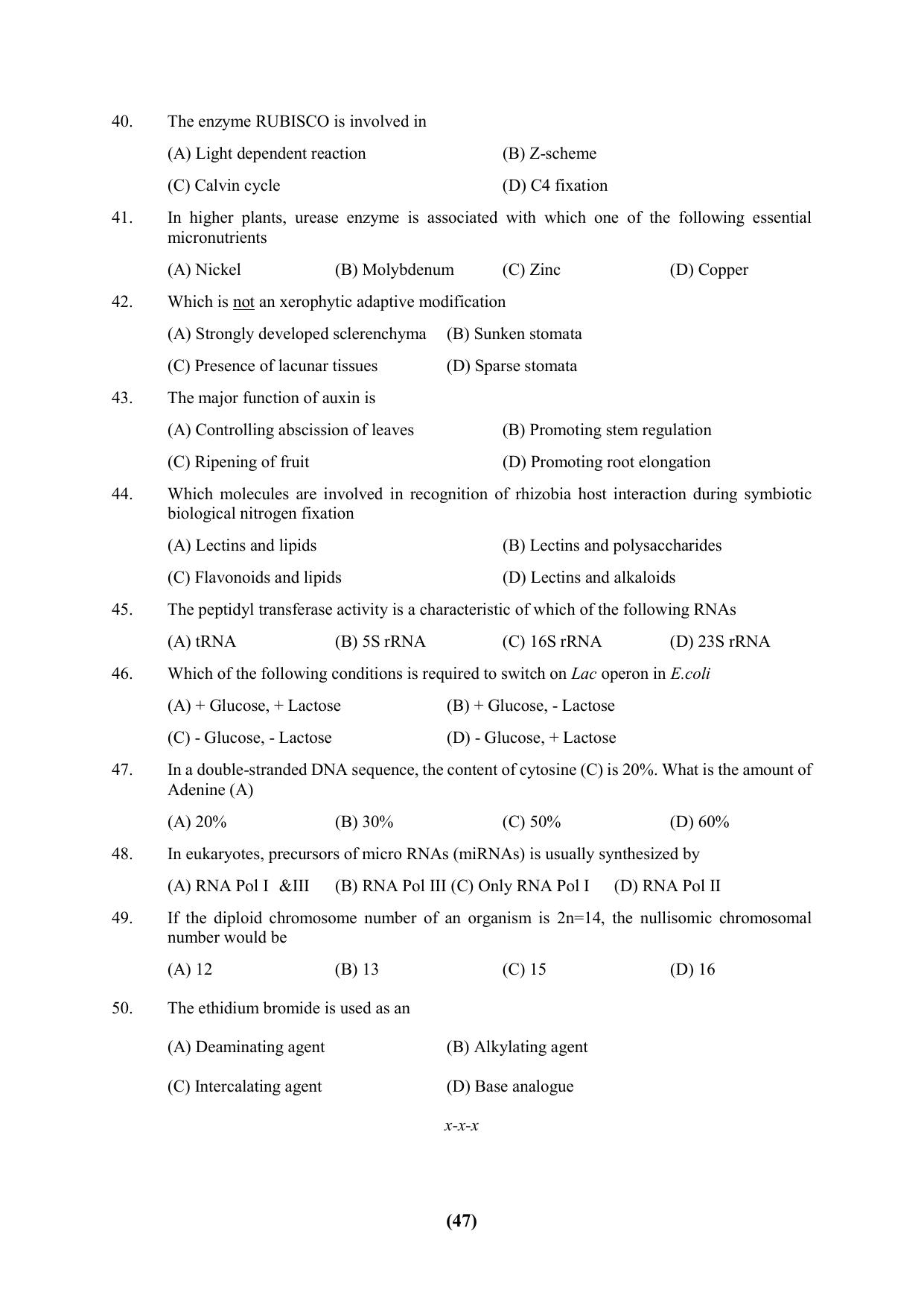 PU Ph.D Entrance Test 2024 Question Paper - Page 47